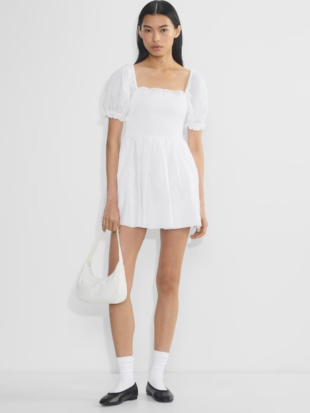 Aritzia Sunday Best Tessa Poplin Dress Cotton Micro Dress White Size Small
